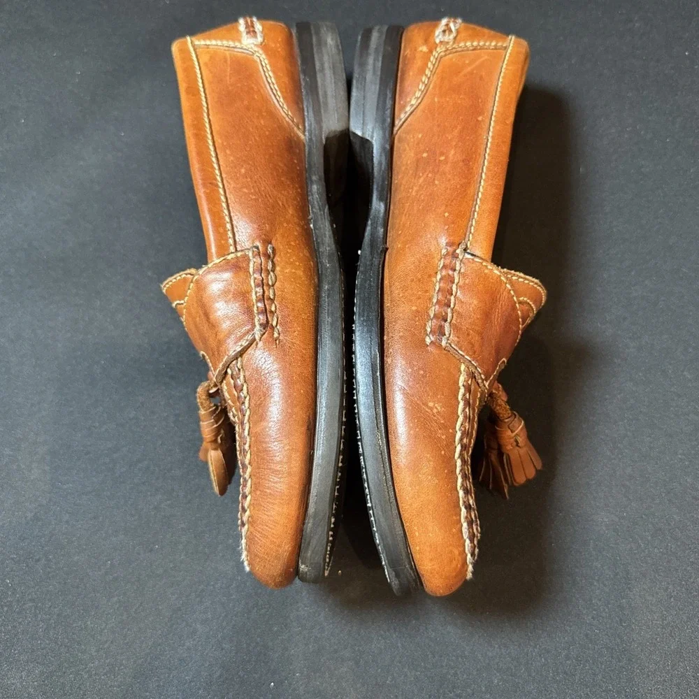 Johnston & Murphy Aristocraft Tassel Loafers Woven Tan Leather Men's 8.5D